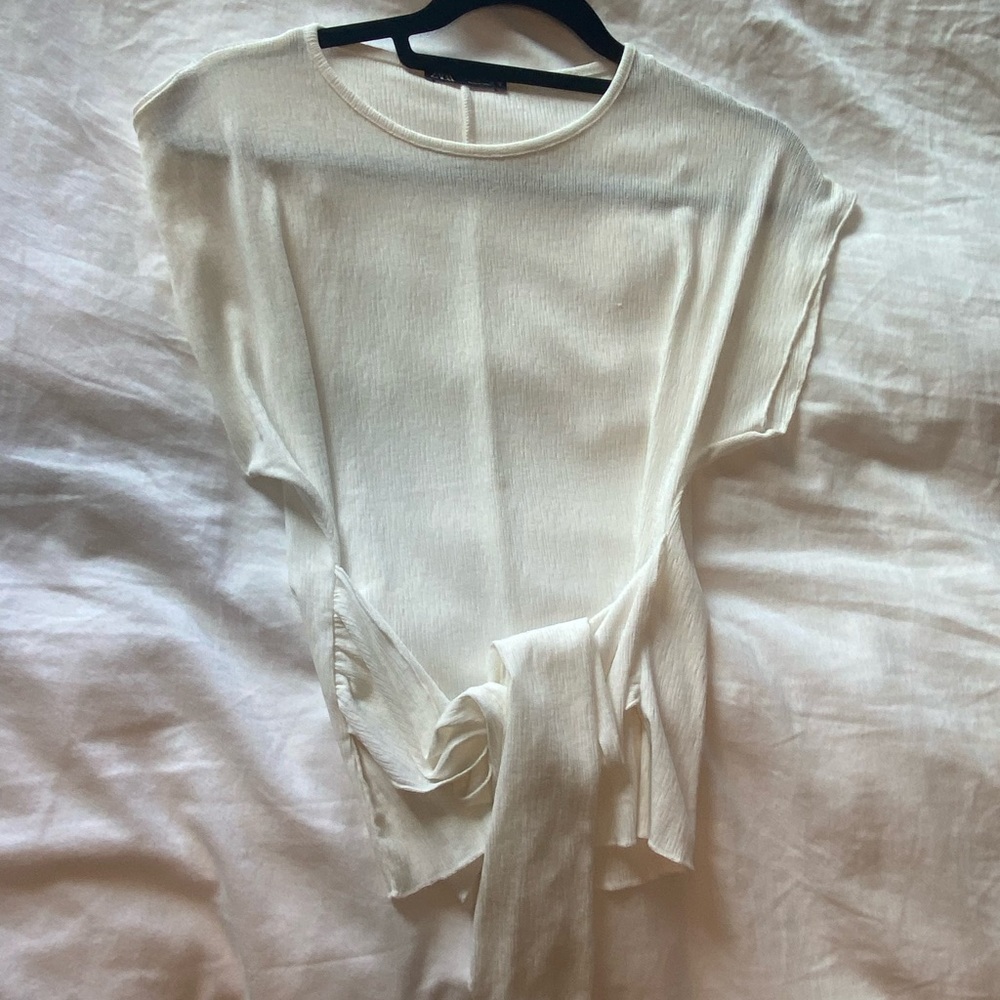 Zara white top with tie